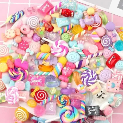 20-30 pieces of resin nail art charm cartoon mix Candice/lollipop/donut nail decoration accessories Kui craft handmade craft parts W240829