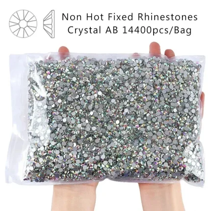 Wholesale 14400PCS/Bag Crystal AB Glitter Non fix Rhinestones Nails Charms Diamond Accessories for Nail Art Decoration 240401